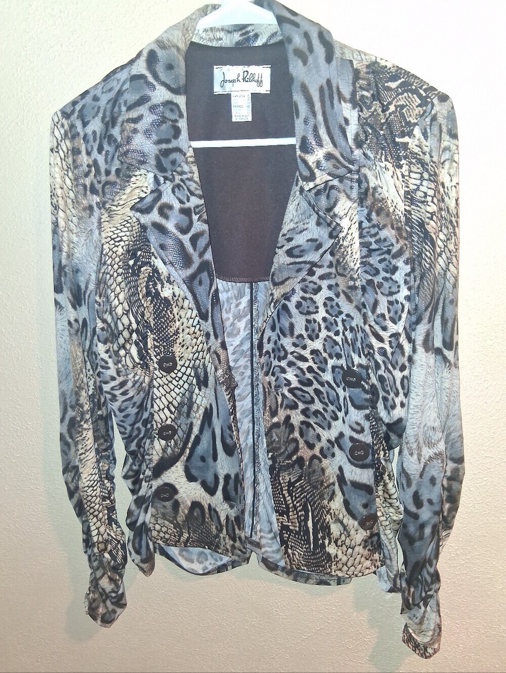 Joseph Ribkoff Y2K Leopard Print Blazer Jacket 10